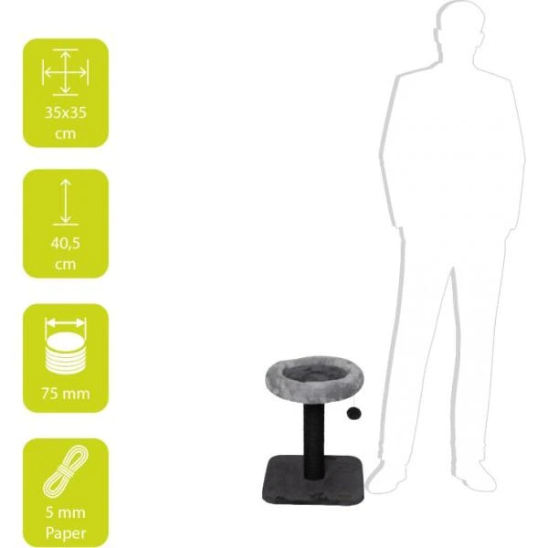 Krabpaal Plum Zwart/Grijs - 35 × 35 × 40.5 Cm 2 Krabpaal Plum Zwart/Grijs - 35 × 35 × 40.5 Cm - Afbeelding 2