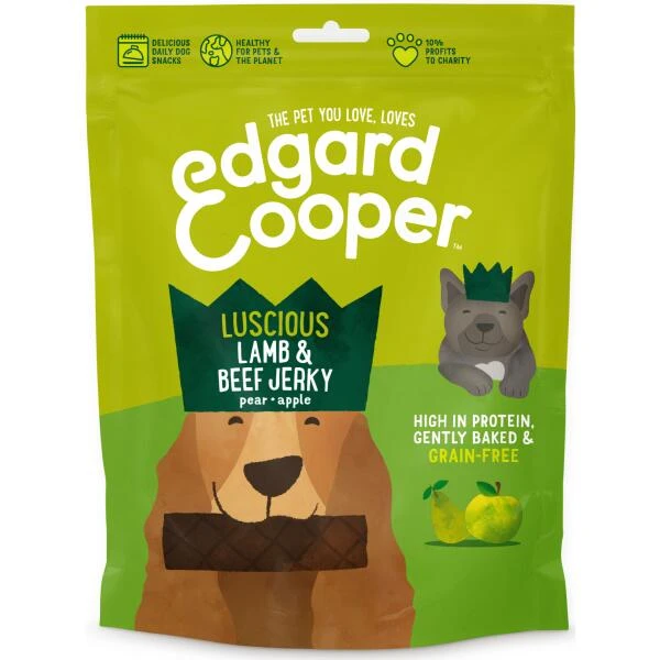 Edgard & Cooper Hondensnack Jerky Verrukkelijke Lam & Rund - 150 G 1 Edgard & Cooper Hondensnack Jerky Verrukkelijke Lam & Rund - 150 G