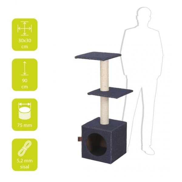 Krabpaal Palazzo Denim - 30 × 30 × 90 Cm 5 Krabpaal Palazzo Denim - 30 × 30 × 90 Cm - Afbeelding 5