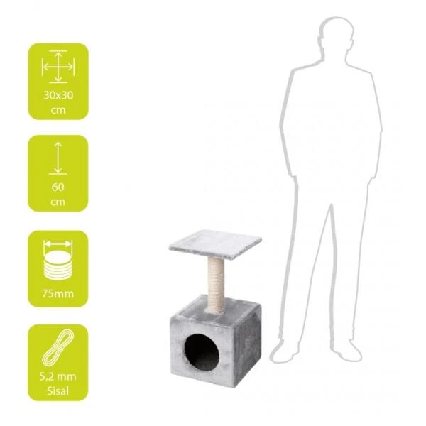 Krabpaal Classic Abey Grijs - 30 × 30 × 60 Cm 2 Krabpaal Classic Abey Grijs - 30 × 30 × 60 Cm - Afbeelding 2