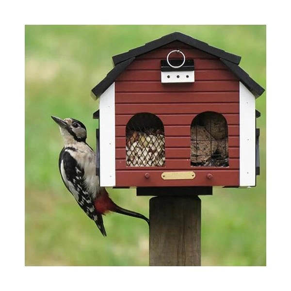 Vogelvoederhuis Landelijke Stijl - Barn Red 3 Vogelvoederhuis Landelijke Stijl - Barn Red - Afbeelding 3